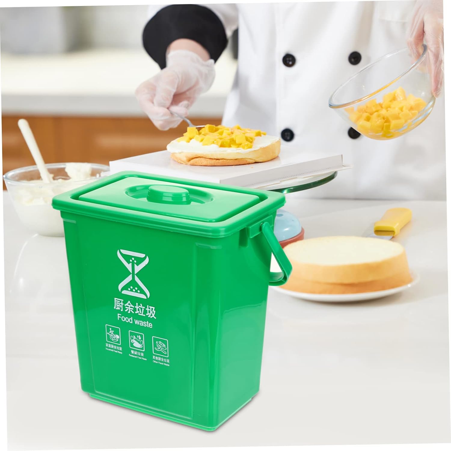 Portable Compost Pail Kitchen Compost Bin Lid Odor-Blocking for Home Office Restaurant