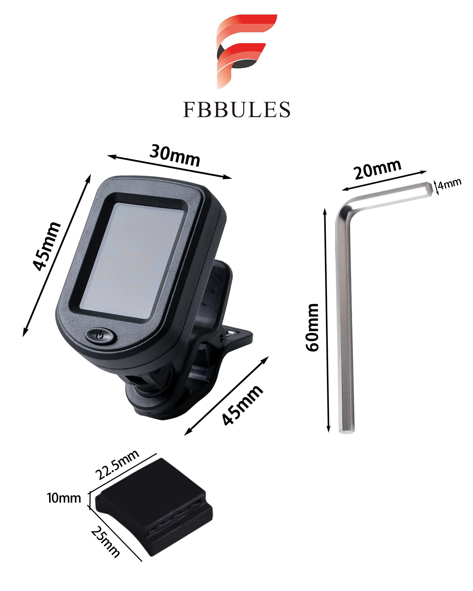 Accordatore Chitarra A Clip - Cromatico, LCD, 360° Regolabile, Per Chitarra/Basso/Ukulele - Foto 6