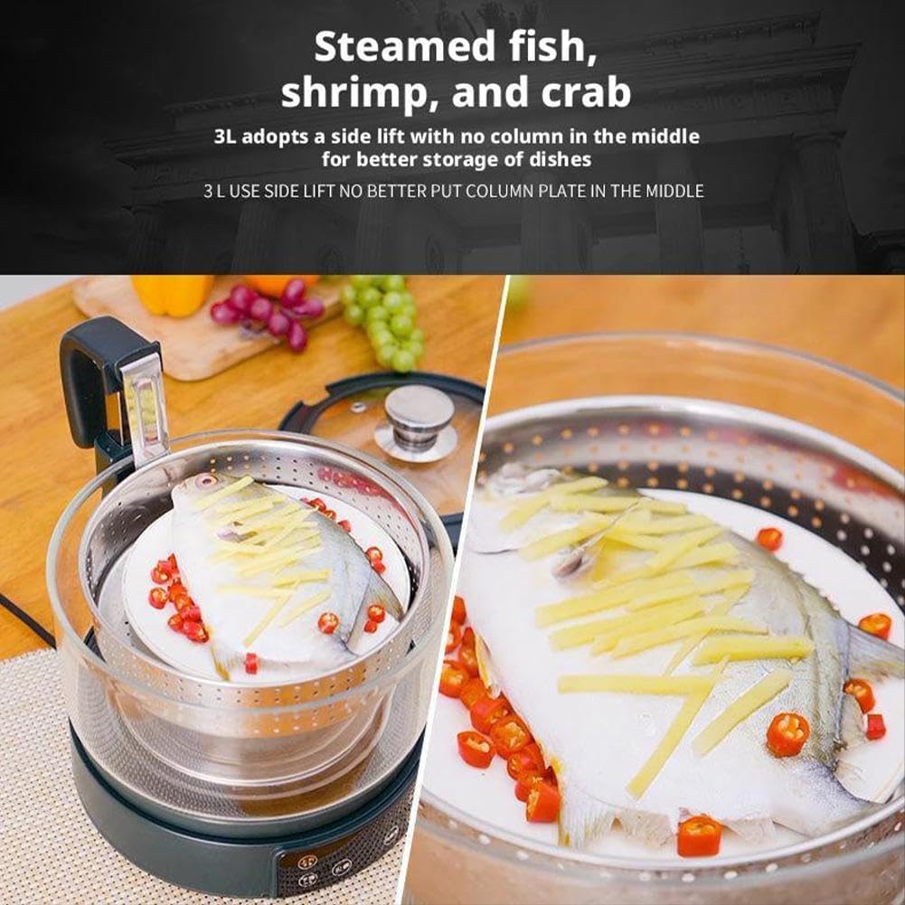 Cuiseur à riz 3 L, marmite vapeur numérique saine à faible teneur en glucides, Plateau Vapeur Inox, commande tactile, 5 fonctions, maintien au chaud, vidange automatique white