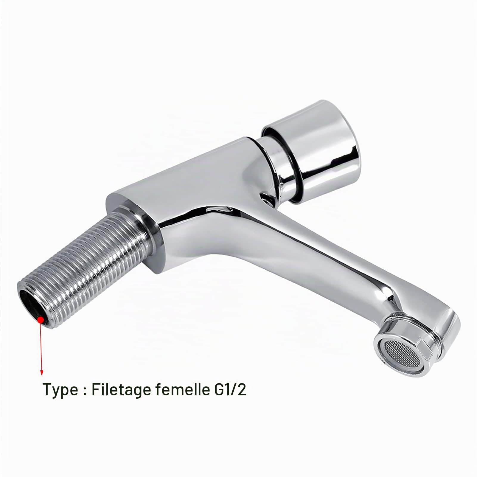 Robinet D'arrêt Automatique à Bouton Poussoir Plaqué à Fermeture Automatique Pour économie D'eau Et Délai De Retard Pour Lavabo, Robinet De Lavabo à Filetage Femelle G1/2 Pour Salle De Bain P
