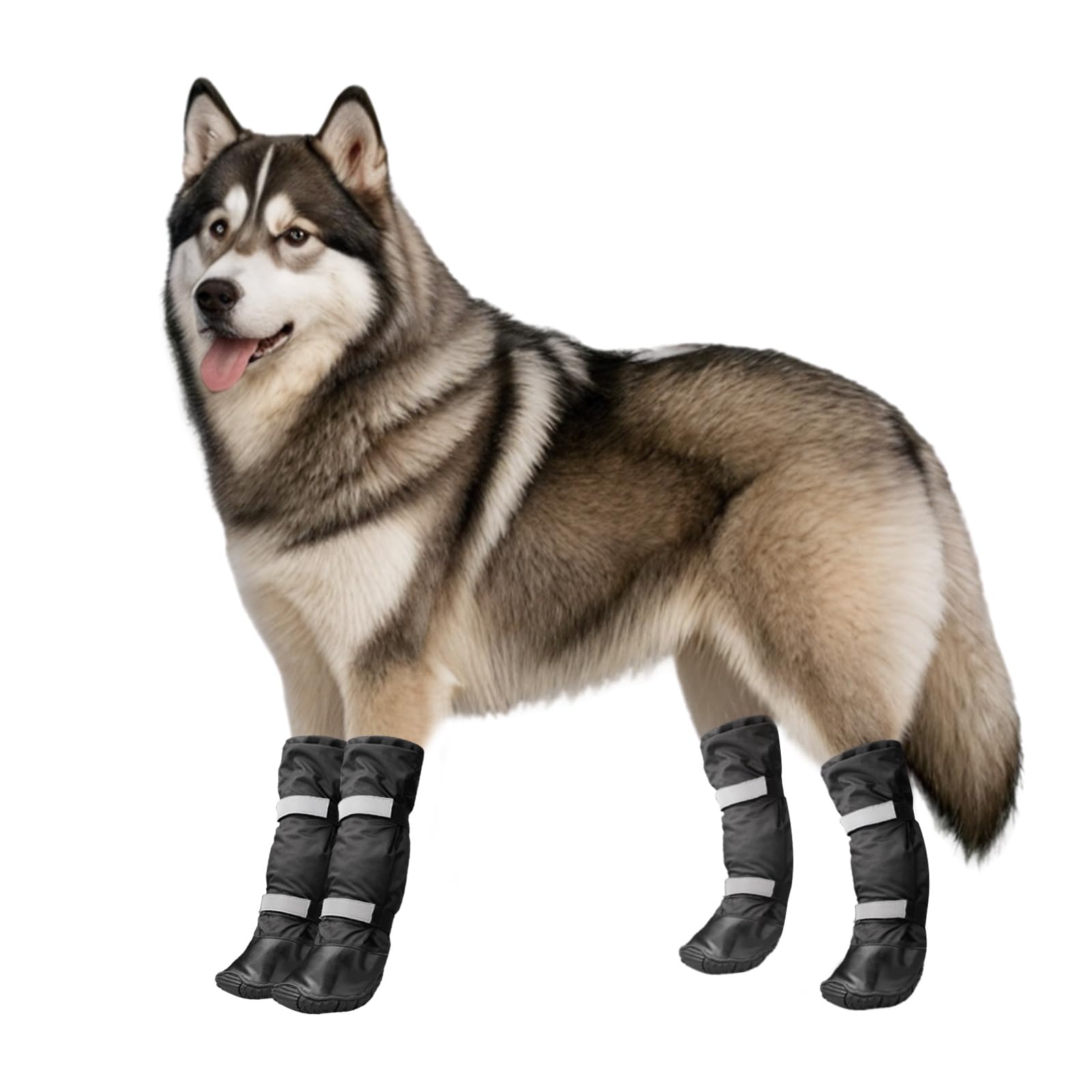 Enjoying Dog Winter Boots for Large Dogs, 4 PCS Anti-Slip Dog Rain Booties with Reflective Magic Tapes
