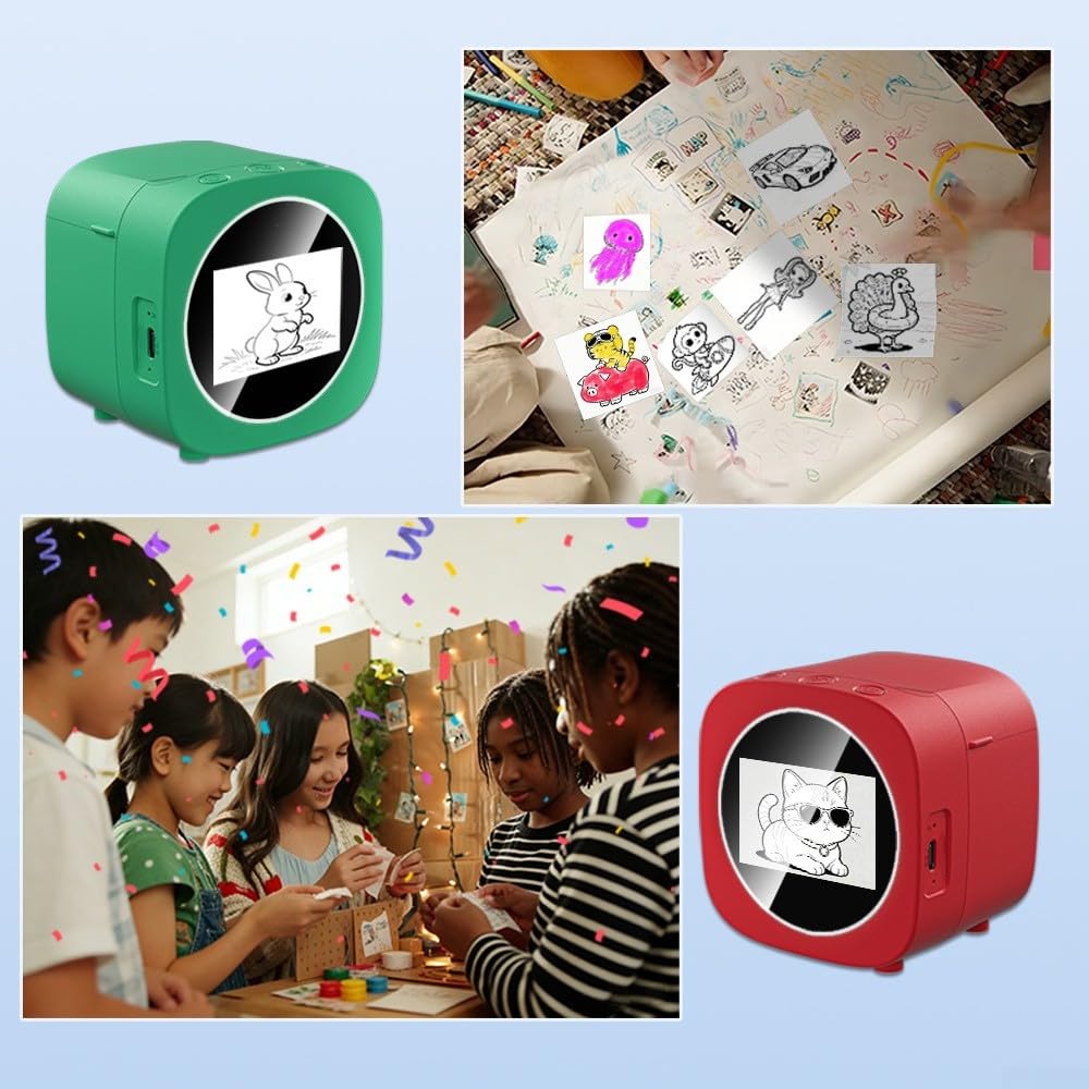 Stampante Adesivi Vocale AI Compatta: Per Scrapbooking e Foto Termiche - 3 Rotoli Inclusi Design Tascabile (White)