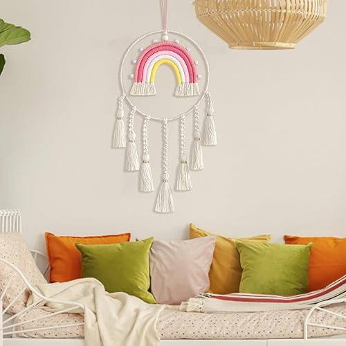 Miniatura 6 de Atrapasueños para dormitorio, decoración colgante de círculo de aire para dormitorio, red circular tradicional bohemia para decoración de colgar en