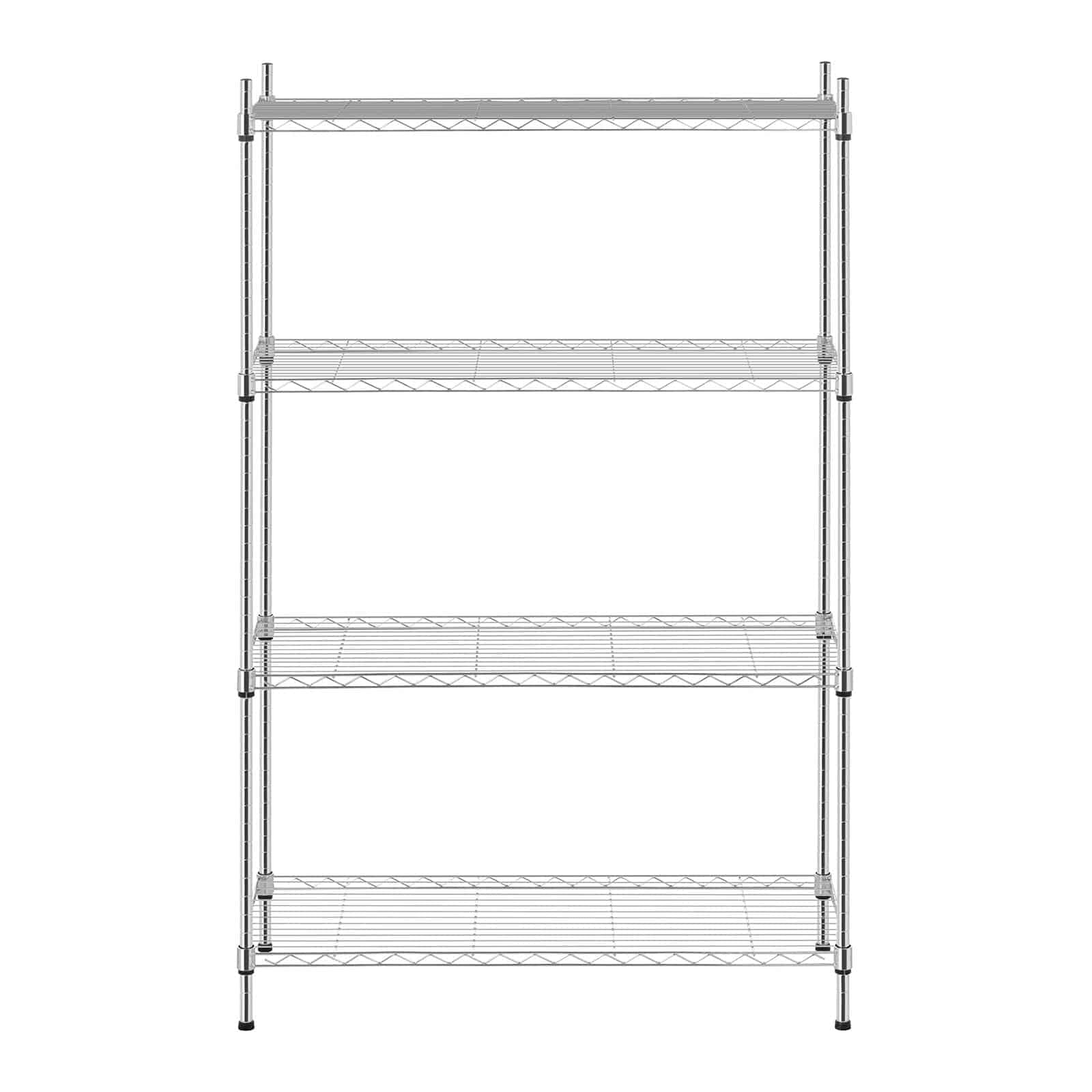 Royal Catering Scaffale Metallico Componibile Scaffalatura in Metallo RCMR-1370P19 (4 Ripiani, 120 kg, Metallo Cromato, Plastica)