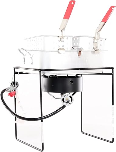 King Kooker 1618A - Cocina portátil de propano para exteriores de 16 pulgadas con sartén de aluminio, color plateado, extra grande