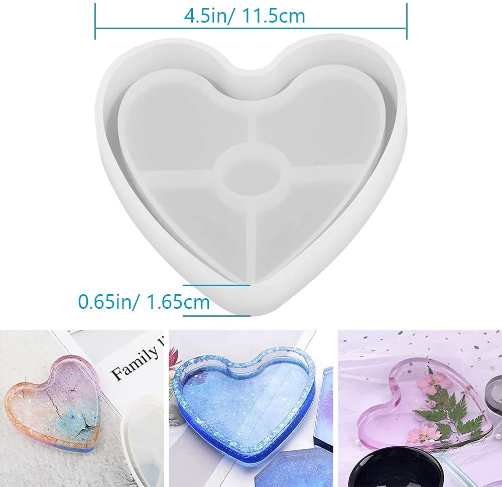 Readyshop go Heart Silicone Coaster molds with Groove for Resin epoxy Clay Cement Art 1 Piece