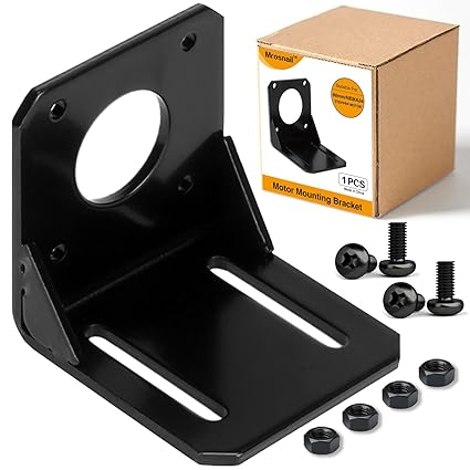 Mrosnail Nema 34 Stepper Motor Mounting Bracket - 86mm Black Alloy Steel Support for CNC Machines, Includes Mounting Screws, 98.5x100x98.5mm, 1 Pack