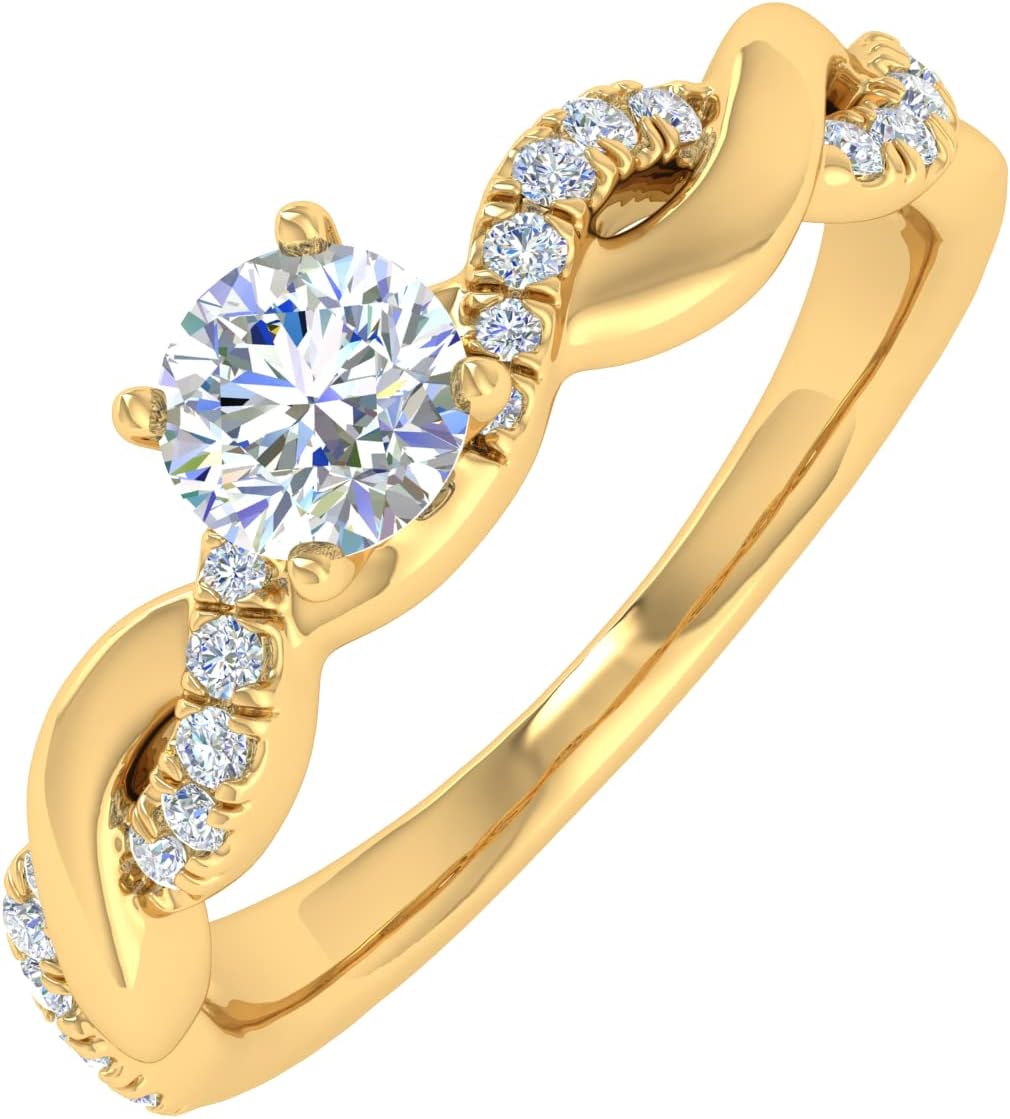 0.47 Carat Diamond Twisted Engagement Ring in 14K Gold