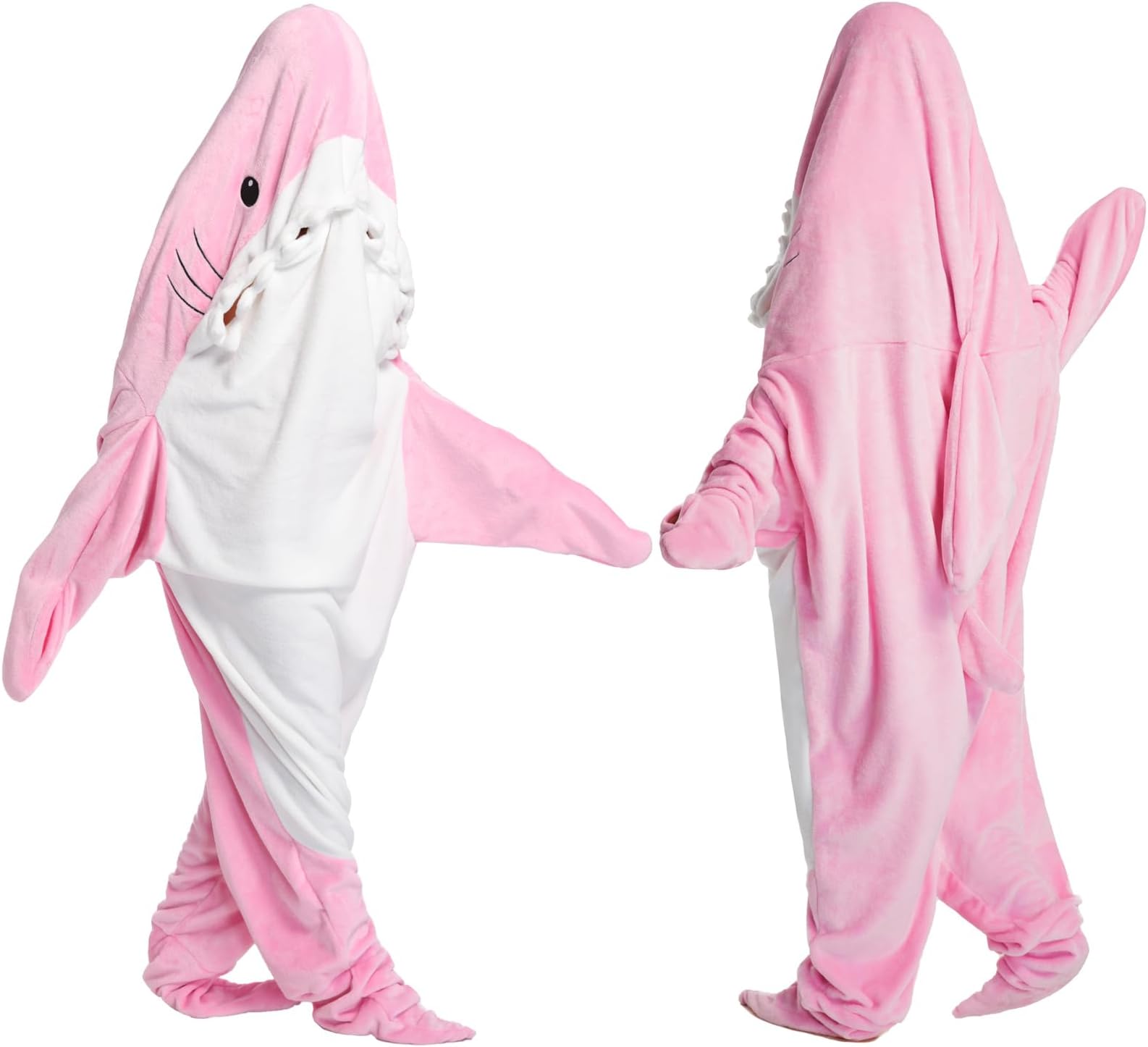 Shark Blanket Hoodie Onesie for Adult Kids, Cozy Flannel Throw Wearable Blanket, Cartoon Animals Shark Onesie Shark Costume