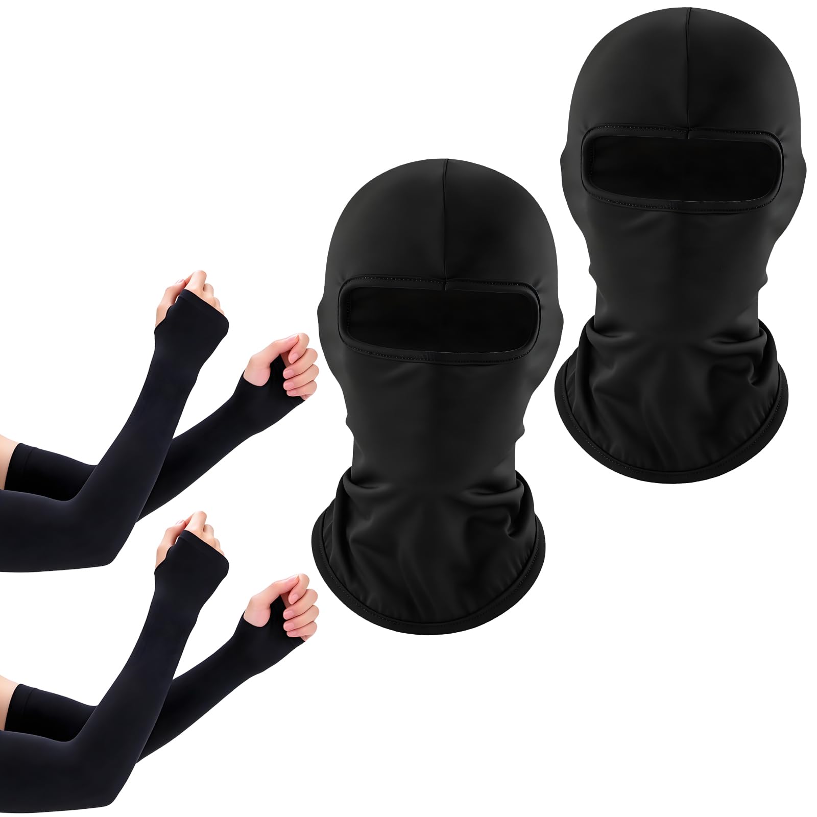 6Pcs Balaclava for Men Bike Set Face Mask for Bikers Riding Sleeves for Men Black-image-44