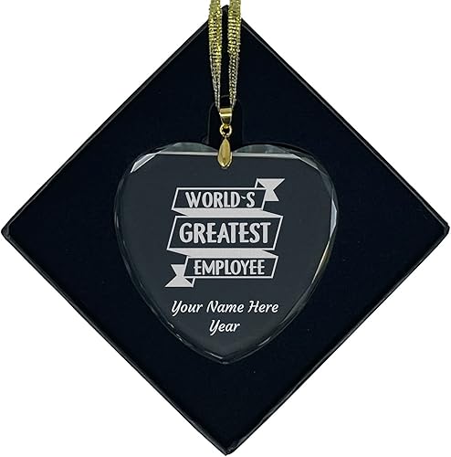 Miniatura 6 de LaserGram Adorno de Navidad de vidrio personalizado, el mayor empleado del mundo, idea de regalo personalizada grabada con láser (forma rectangular)