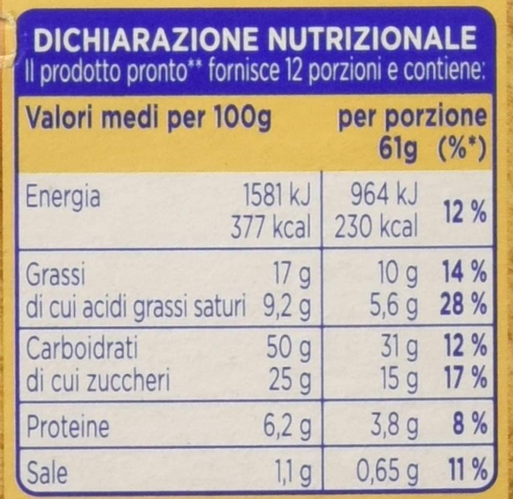Cameo Torta Margherita Italienische Kuchenmischung, traditionelles Rezept, 188 g, 6 Stück, inklusive Schlüsselanhänger