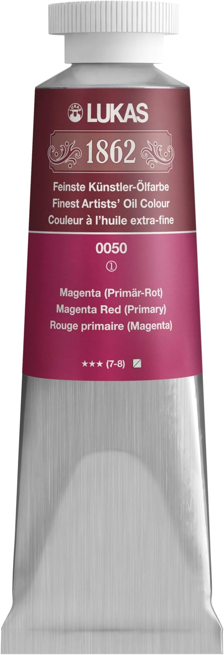 1862 Professional German Oil Paint, Magenta Red (Primary) 37 mL - w/Beeswax & Non-Yellowing Sunflower Oil, Short Drying Time, Smooth, Outstanding Lightfastness