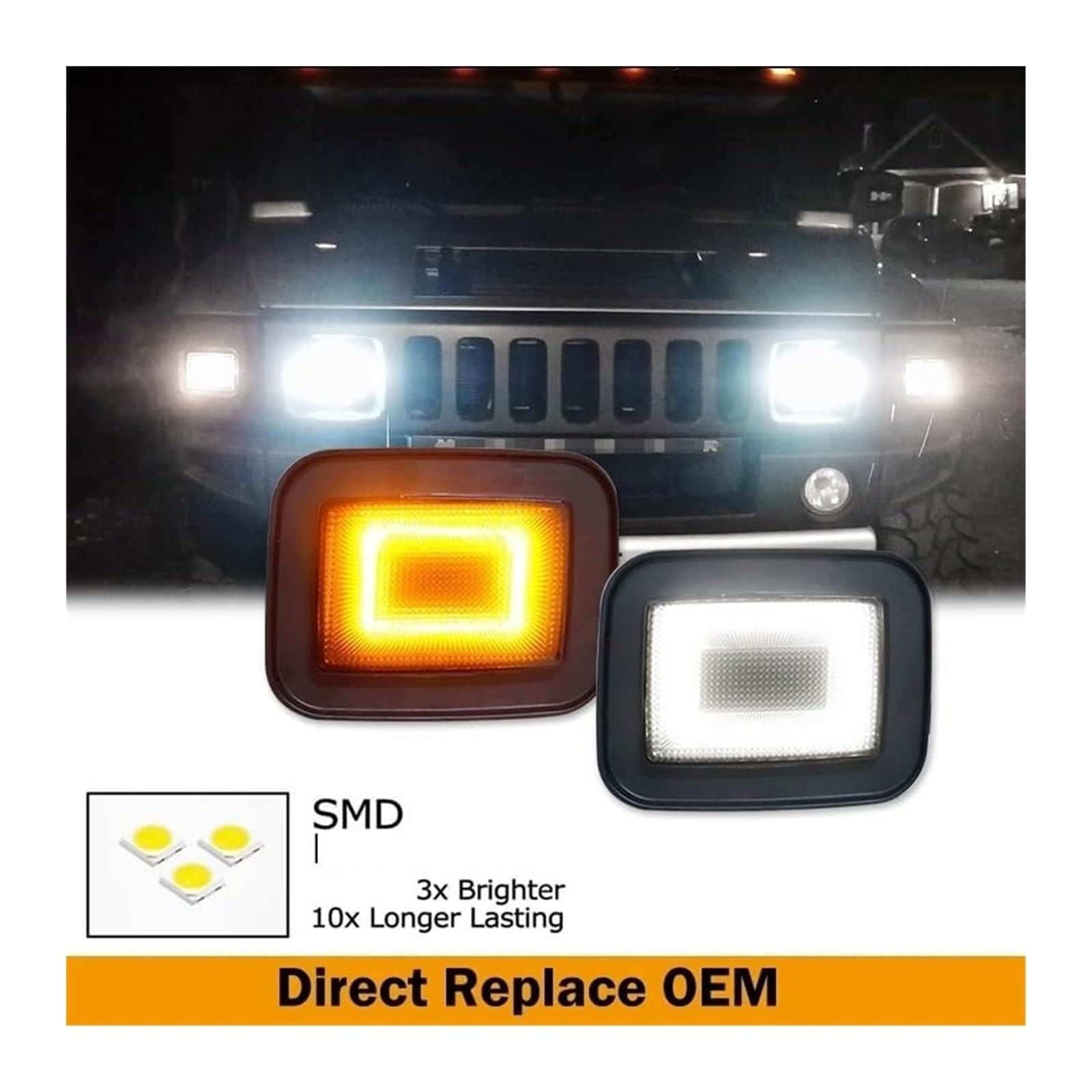 Para Hummer H2 SUV SUT 2003-2009 Luces Reflectoras Parachoques Delantero Trasero Luz Marcador Lateral Freno Señal Giro DRL Indicador Espejo Señal Giro Espejo(2pcs Front Bumper1)