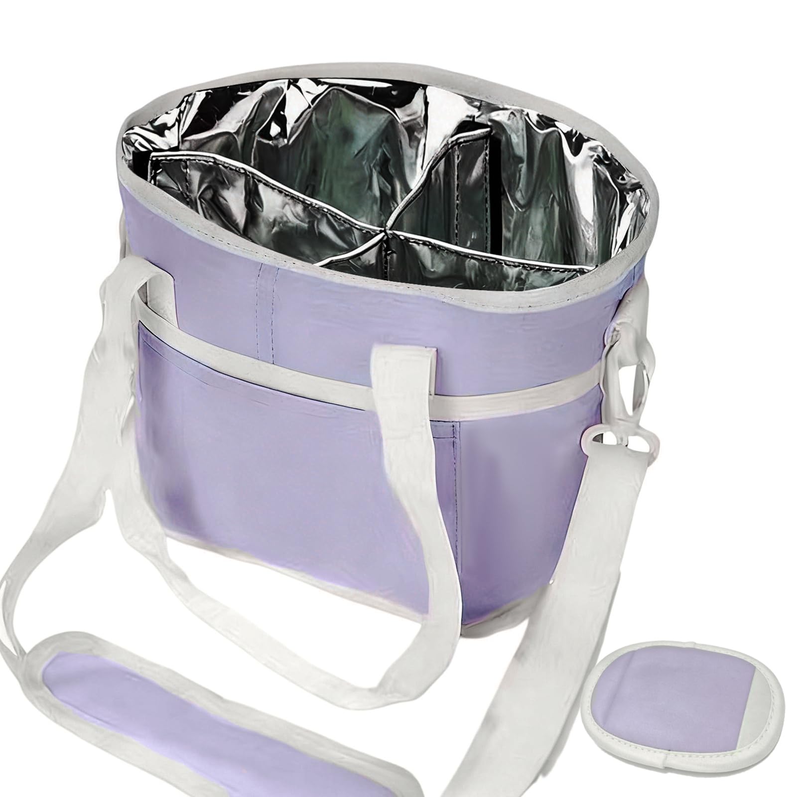 FOLODA Spill Proof Beverage Holder Organizers for Cars with Top Handle and Shoulder Strap 4 Compartment Drink Holder Leakproof Drink Carriers
