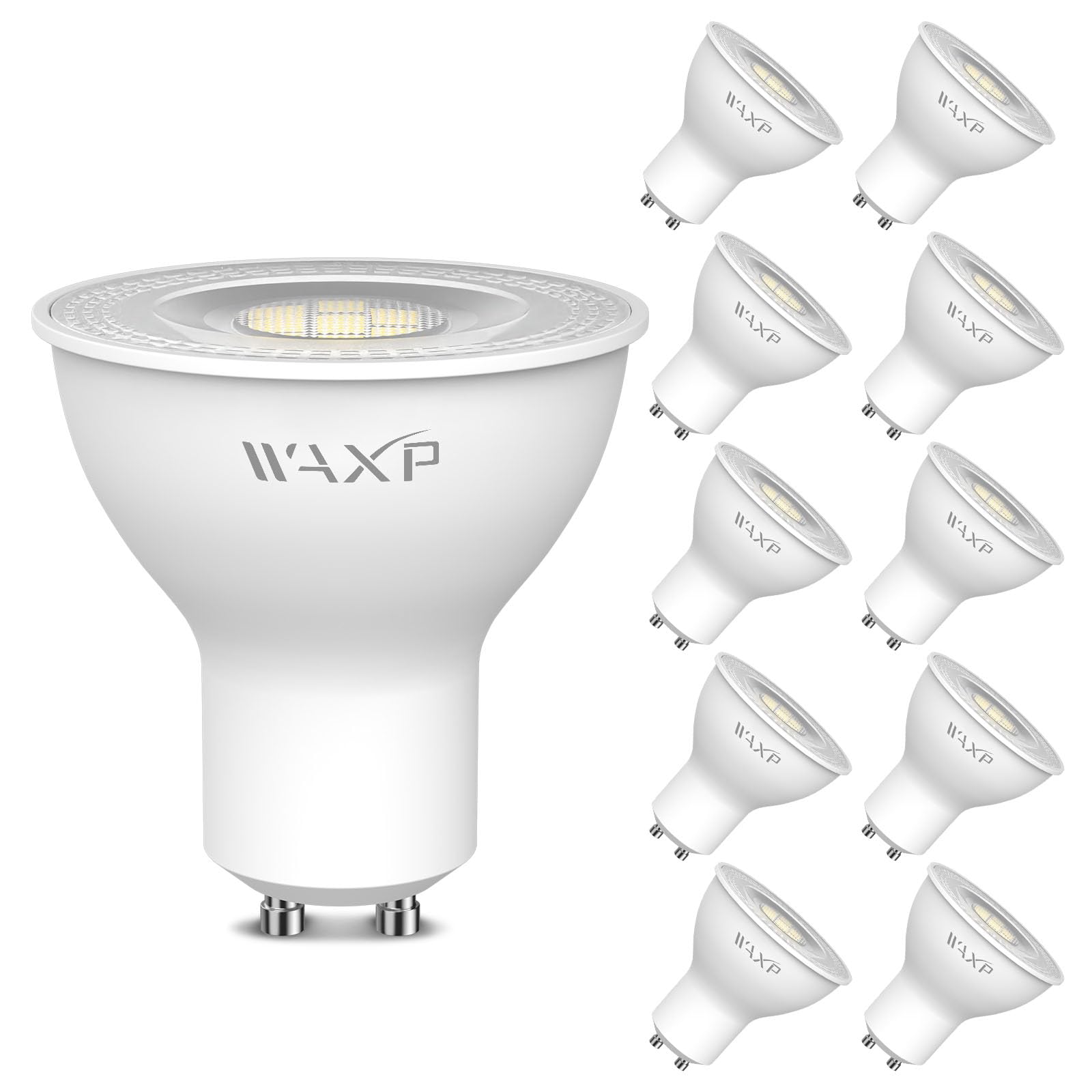 WAXP GU10 LED Bulbs 4W, 350lm 6500K Cool White LED Spot Light Bulb, Equivalent 40W GU10 Halogen Bulb, 220-240V 38 Degree Narrow Beam Angle Energy Saving LED Bulbs, Non-dimmable, 10 Pack