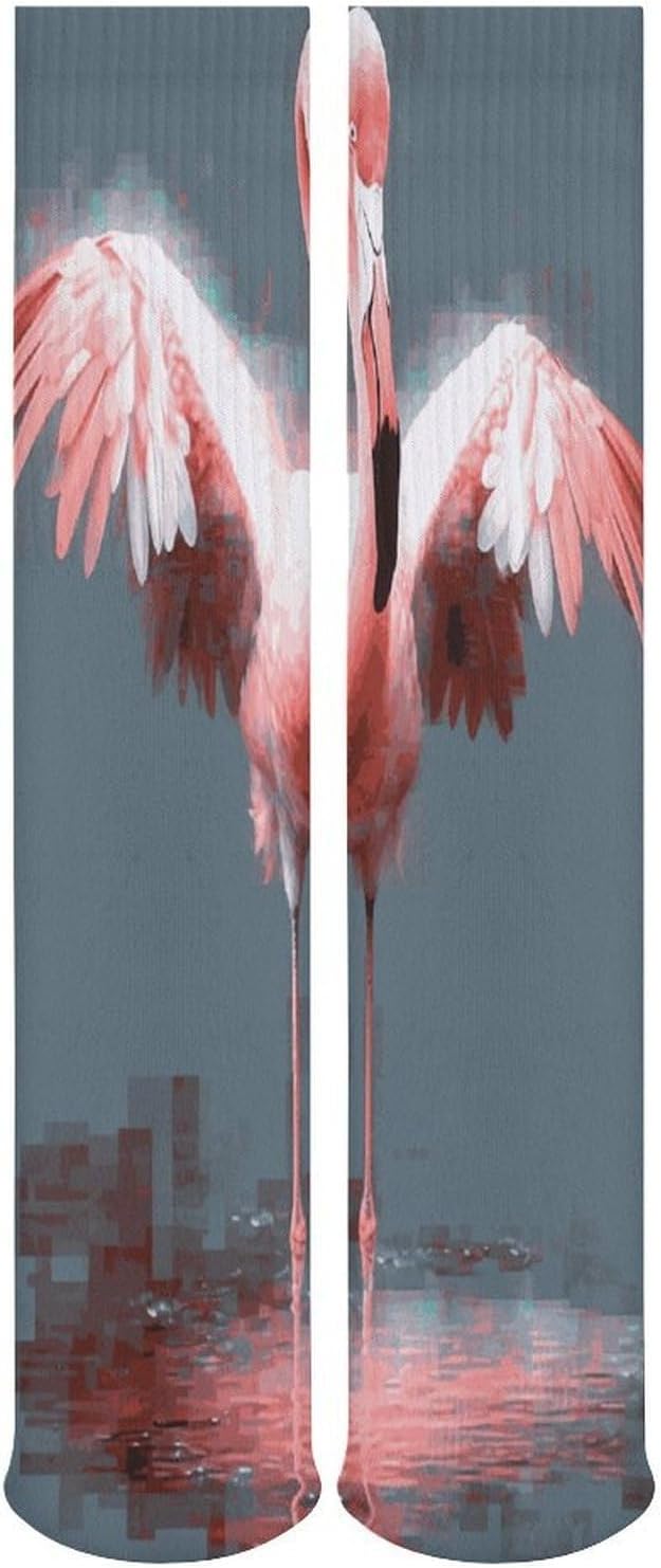 Flamingo Knee High Socks Cozy Knee High Socks Soft Mid-Length Sock for All Seasons Daily Wear Adult