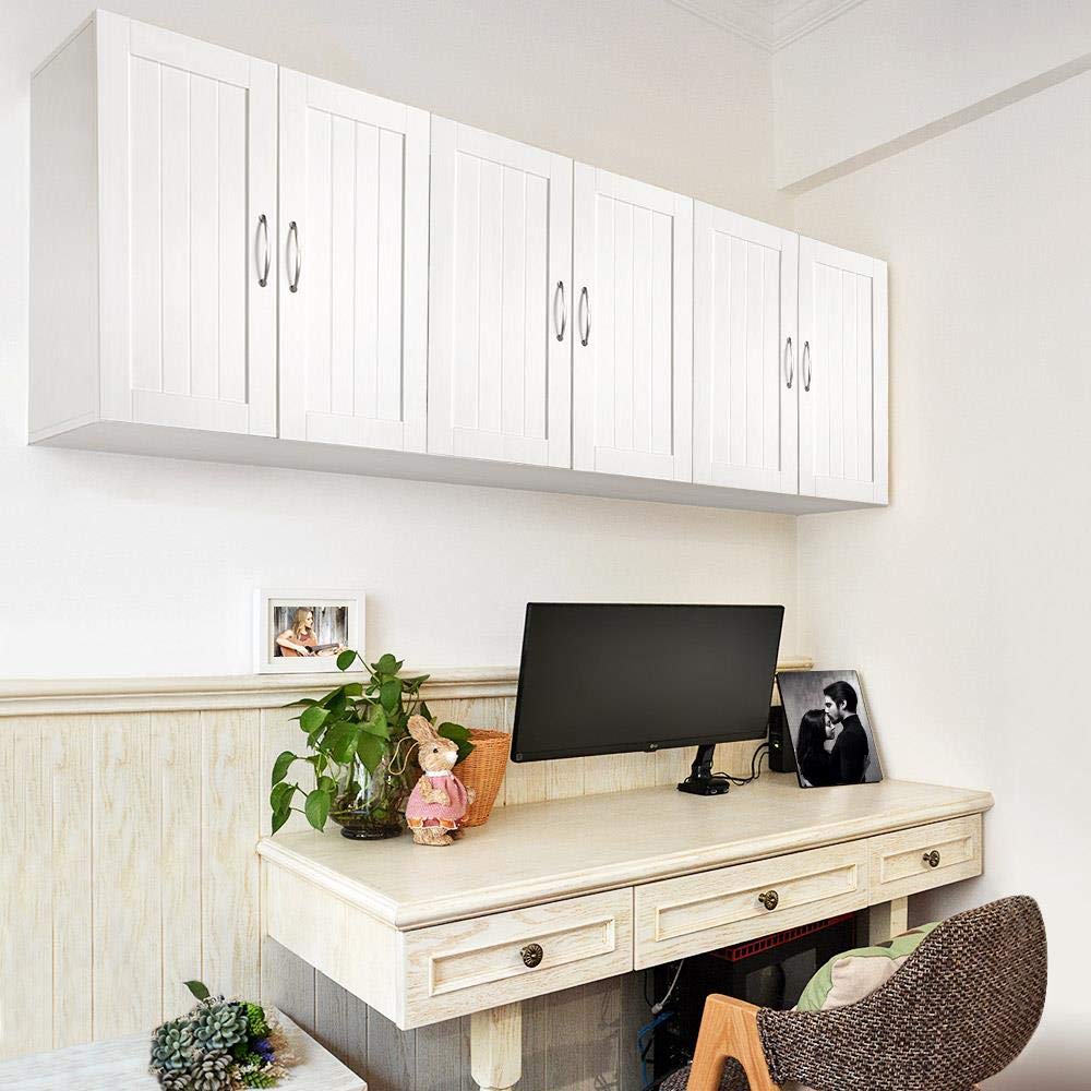 Yaheetech Hängeschrank mit 2 Türen, Badschrank, Küchenschrank, Wandschrank, Medizinschrank, Weiß