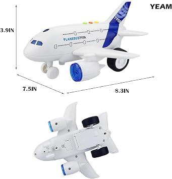 Airplane Toys for Toddlers,Friction Powered Toy Plane for Kids,1:200 Scale Aircraft with Flashing Lights and Sounds for Boys & Girls,Toy Vehicles