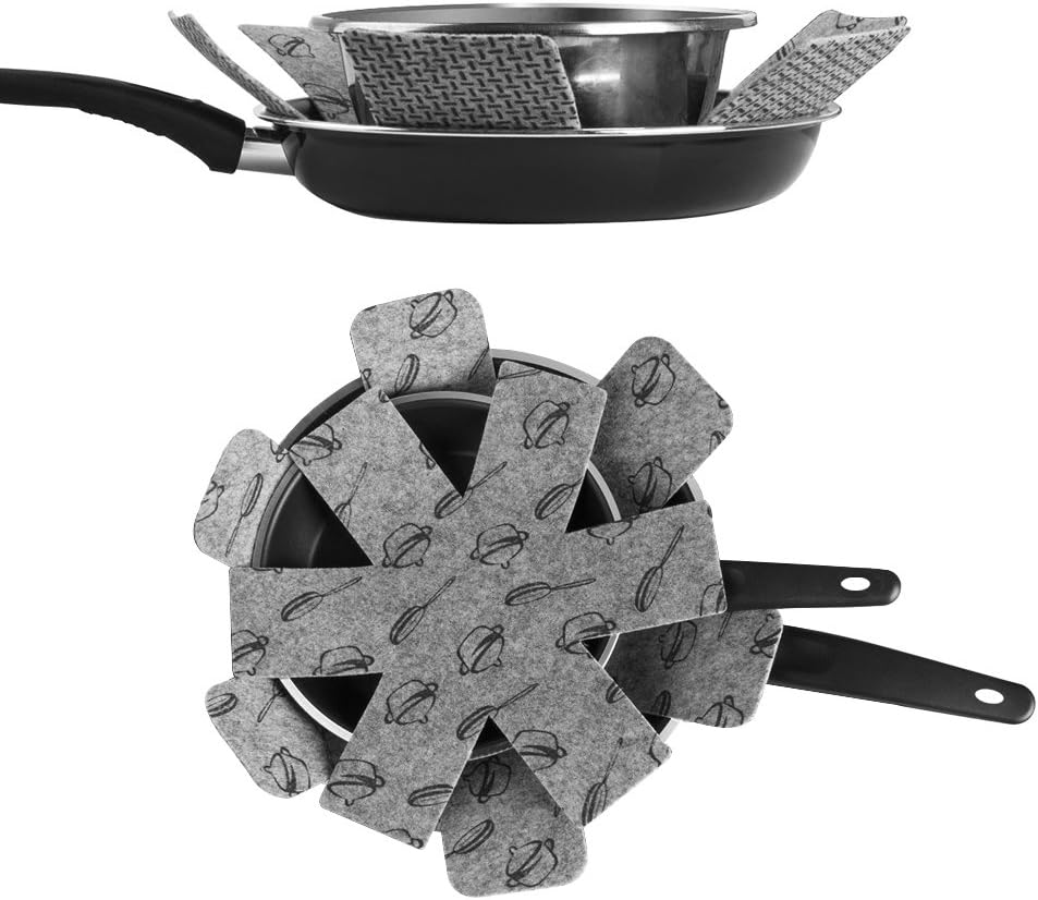 JTDEAL 9 Pcs Pot and Pan Protectors 3 Different Sizes Pan Separators Pads Anti-Scratch Pan Pot Protectors Non-Slip Pot Dividers Pads Stacking Pan Protectors for Protecting and Separating Pot and Pan - Image 5