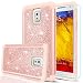 Galaxy Note 3 Glitter Case with Tempered Glass Screen Protector [2 Pack], LeYi Girls Women [PC Silicone Leather] Dual Layer Heavy Duty Protective Phone Case for Samsung Galaxy Note 3 TP Rose Gold