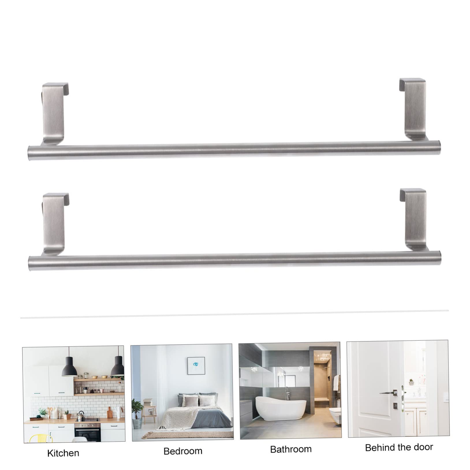Paquete De 6 Toalleros para Puerta, Toallero De Pared, Perchero De Acero Inoxidable, Toallero para Puerta, Toallero De Pared, Toallero Versátil,Steel Colorx2pcs-36X6.5X6.5CMx2pcs