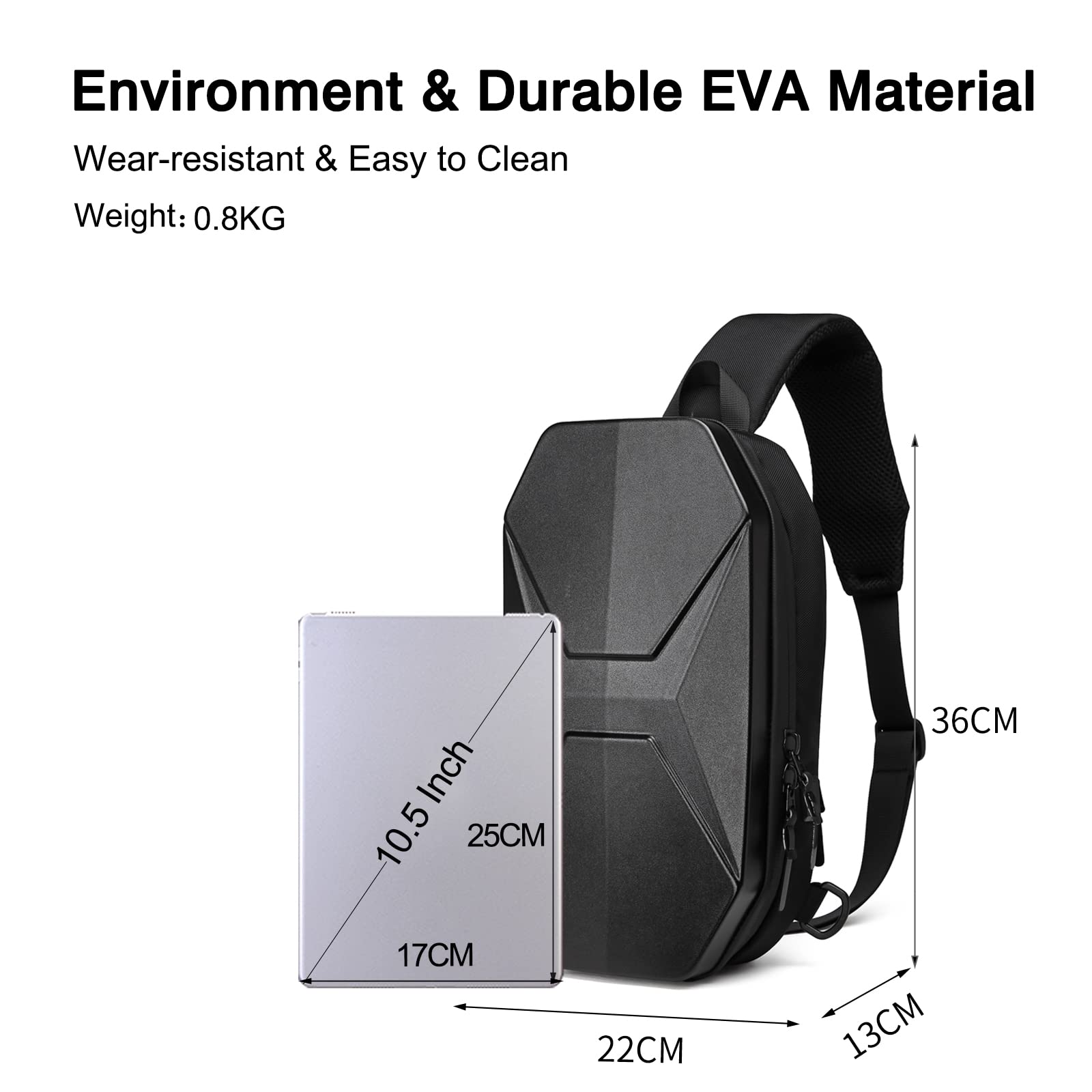 FANDARE Moda Bolso Pecho Hombre Bolsos Cruzados con USB Bandoleras Cruzada Sling Crossbody Bag Mochilas para Viaje Deportes Ciclismo Montañismo Impermeable EVA