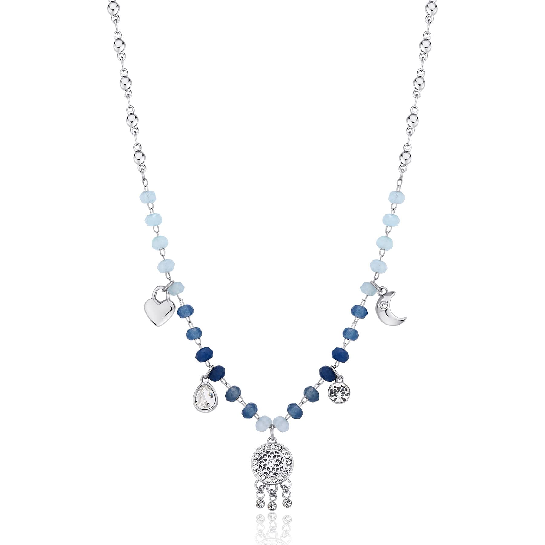 Brosway Collana Donna in Acciaio | Collana Con Cristalli","pietre Naturali E Simbolo Acchiappasogni | Collezione Chakra - BHKN082