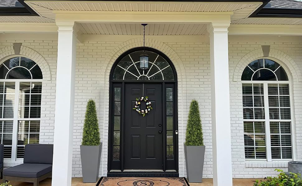 4ft Artificial Boxwood Topiary Trees (Set of 2) - UV Resistant Faux Plants Outdoor, Realistic 48in Fake Potted Bushes and Shrubs for Front Porch, Planter, Patio - Low Maintenance & Evergreen - Image 6