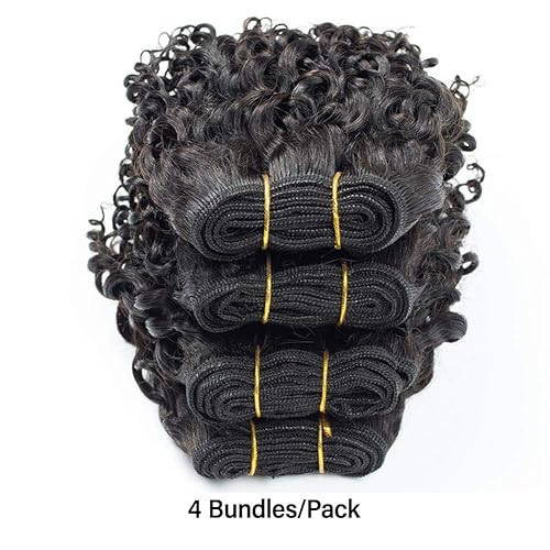 Miniatura 2 de Extensiones de cabello humano rizado 12A, 4 paquetes cortos de 8, 8, 8, 8 pulgadas, 100% sin procesar, extensiones de cabello virgen brasileño para