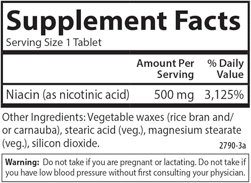 Miniatura 4 de Carlson - Niacina-Tiempo, Liberación Tiempo, 500 mg, Vitamina B-3, Metabolismo del Colesterol, Producción de Energía, Salud del Corazón, 50 Tabletas