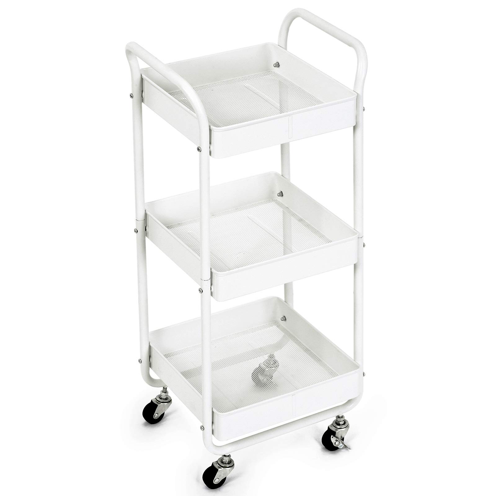 Buy 3Tier Metal Utility Rolling Cart, Bathroom Supply Carts with Handles and Roller Wheels