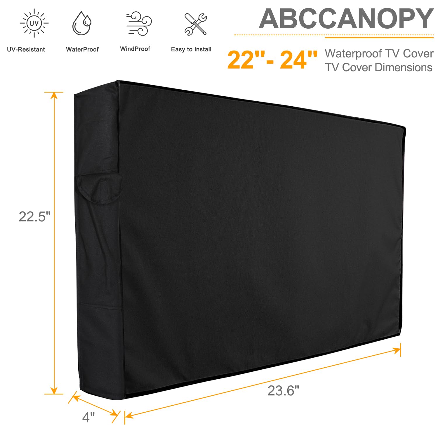 Outdoor TV Abdeckung – Universell Für 55,9-61 Cm Fernseher, Wetterfest, Atmungsaktiv, Mit Fernbedienungs-Tasche
