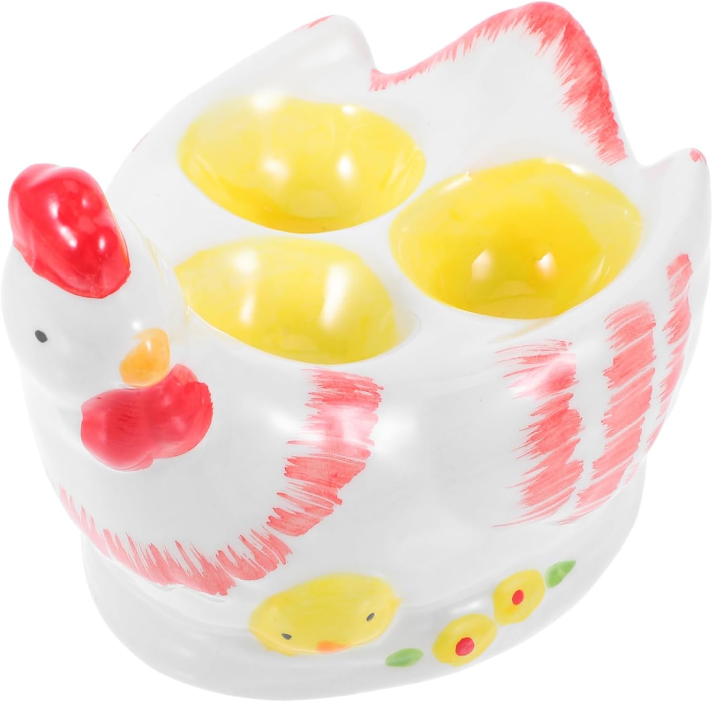 Ceramic Rooster Egg Holder Vintage Crackle Glaze Slots Egg Storage Stand Kitchen Decor