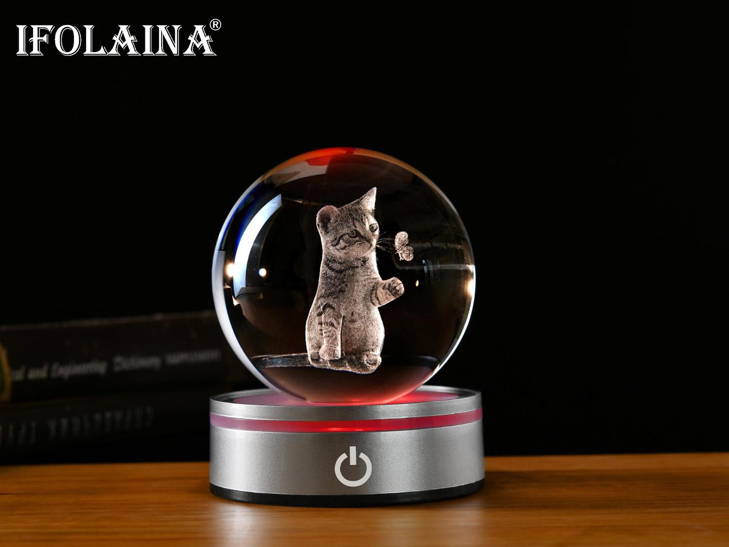 Amazon.co.jp : IFOLAINA 誕生日 プレゼント 3D可愛い猫 クリスタル