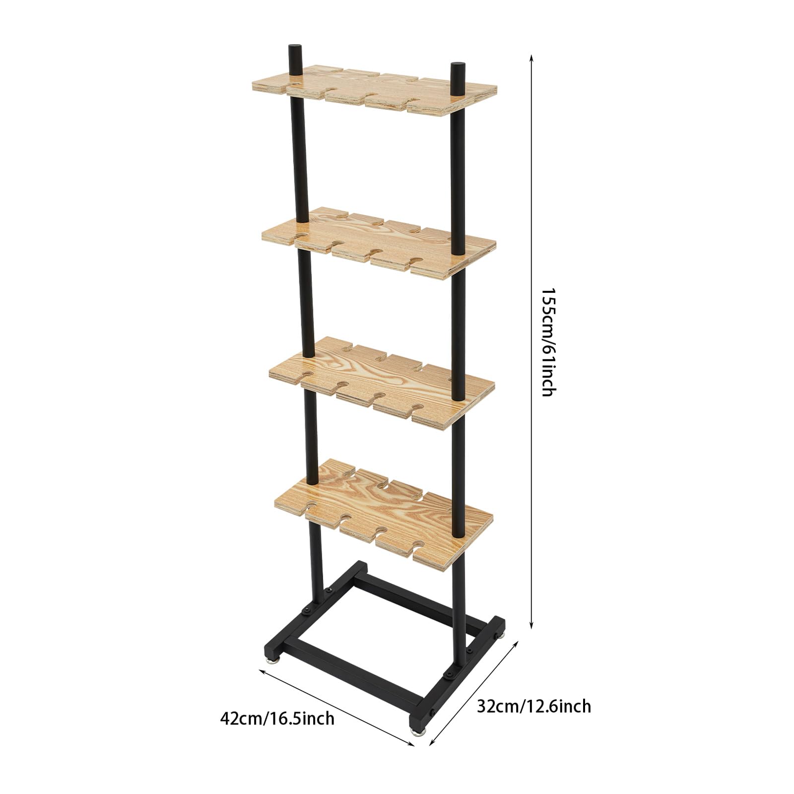 QUSKLISU Champagne Glass Holder, 4 Tiers Champagne Rack 32 Champagne Glass Stemware Rack 44.09 Lbs Capacity Wine Glasses Stand Wood Champagne Wall Stand for Wedding, Birthday, Party, Bars
