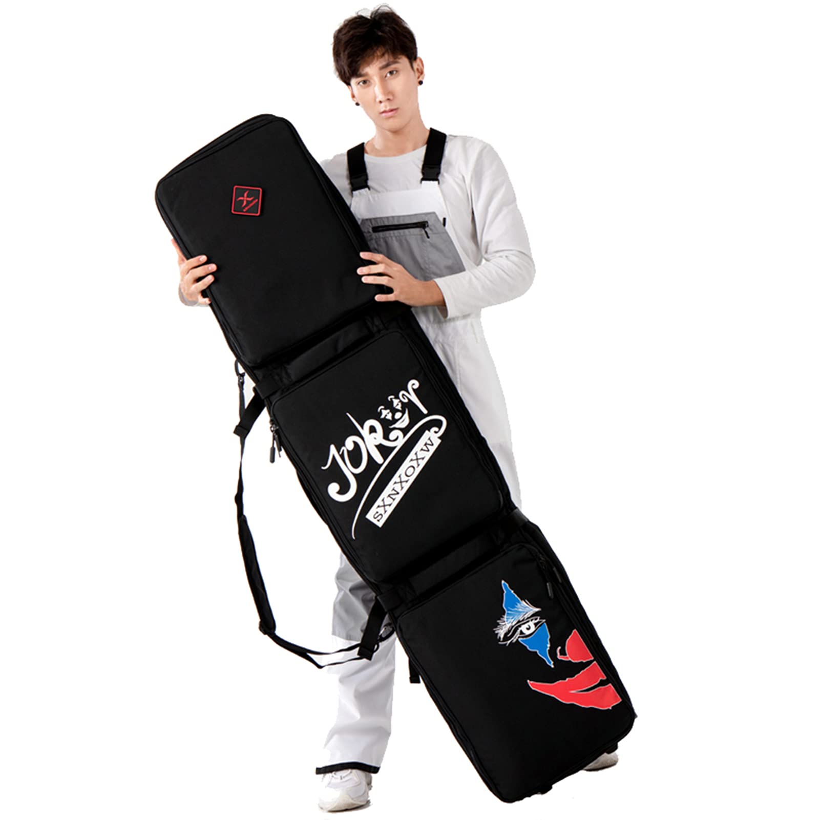 ZXYWW Padded Snowboard Bag with Wheels, Portable Waterproof Ski Bag with Shoulder Strap for Air Travel, Fit 2 Pairs of Boards and Skis Items,157cm/61.8inch