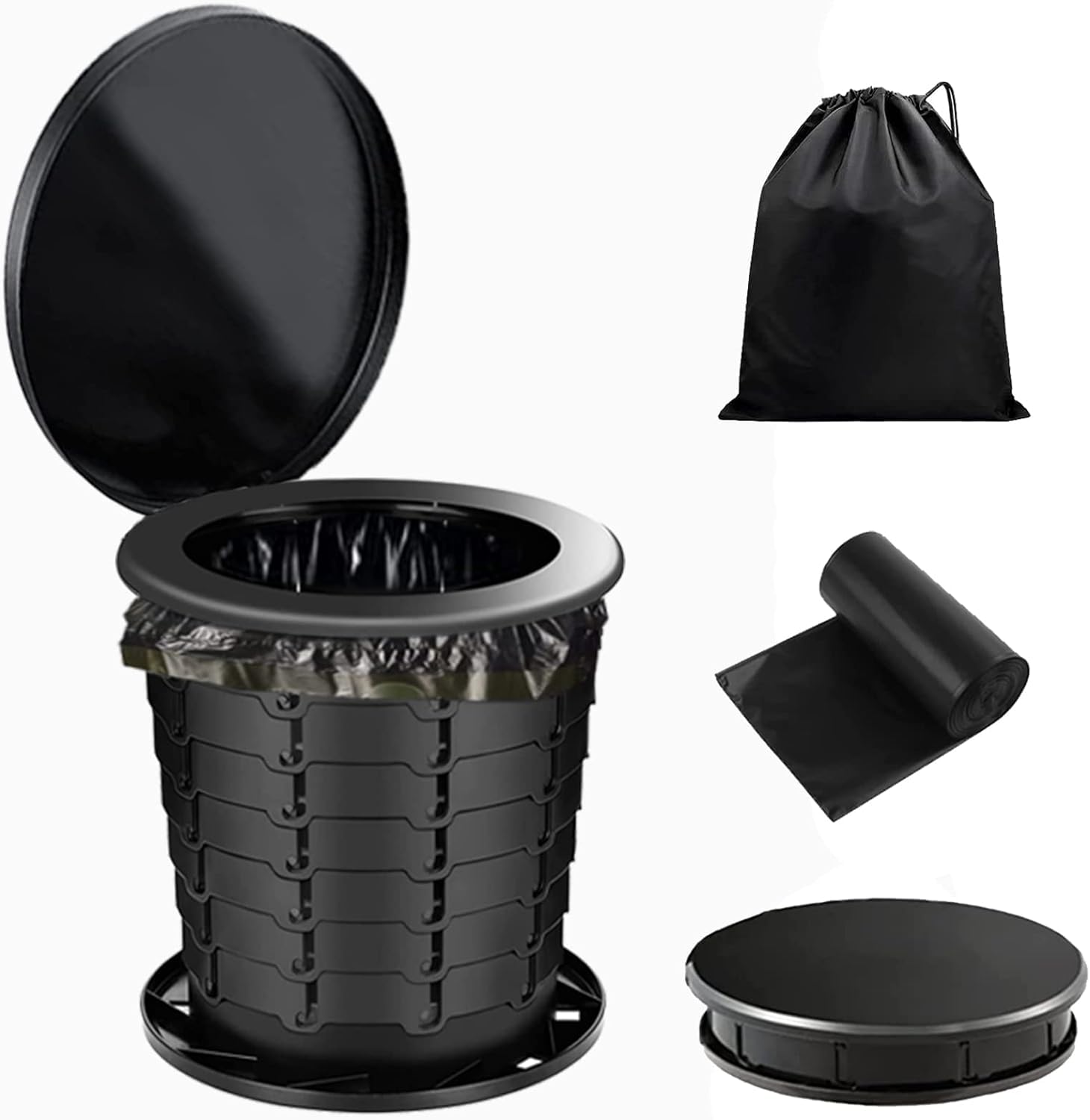 Camping Toilet, Portable Toilet for adults with Adjustable Height - Foldable Travel Toilet Perfect for Outdoor and Indoor Use, Emergency Situations, Traffic Jams, Cars, Tents, Boats