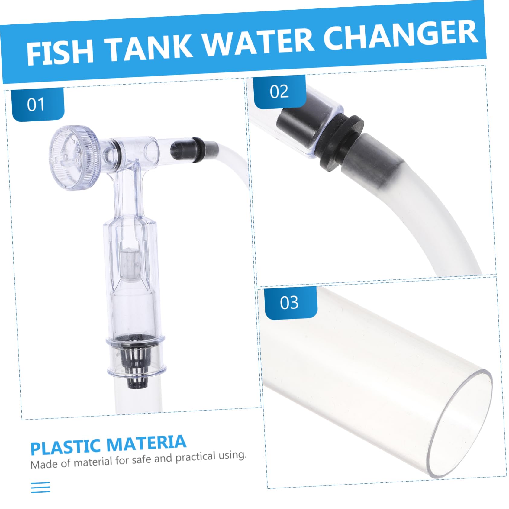 Happyyami 2 Pièces Changement d'eau Aquarium Distributeur Para Pompe Baril Piscine Conditionneur Poisson Étang Tuyau Évacuation Changeur Réservoir Air Filet Changement d'eau D'aquarium