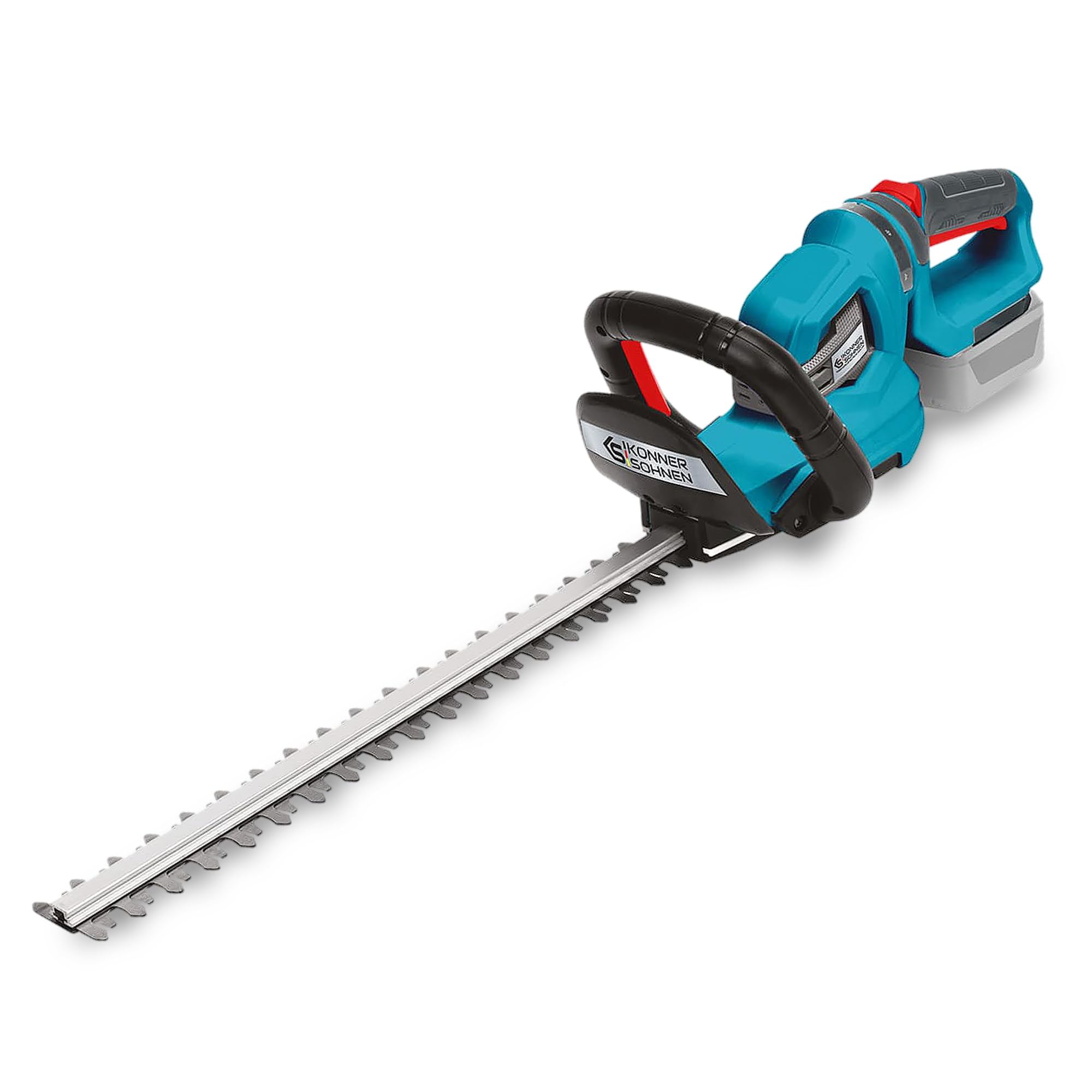 Akku-Heckenschere KS HT-20V, Nennspannung 20 V, Leerlaufgeschwindigkeit 1550 Hübe pro Minute, Schnittlänge 22” (55 cm), Maximaler Schnittdurchmesser 16 mm