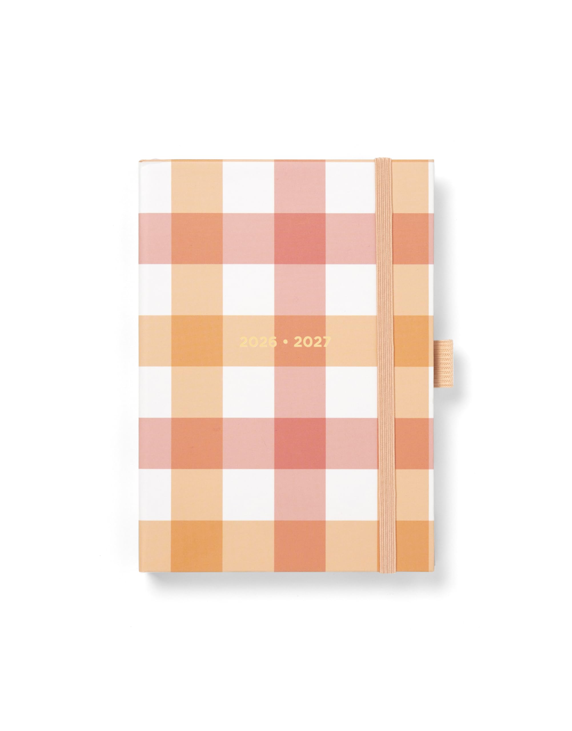 Letts of London Gingham A6 Academic 2026/2027 week to view diary - Coral 27-031888