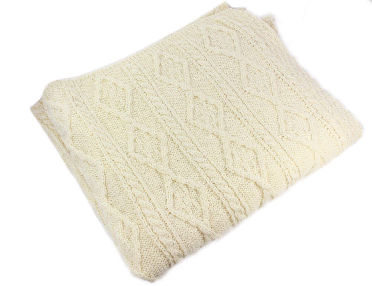 100% Irish Merino Wool Cream Wool Blanket by Carraig Donn