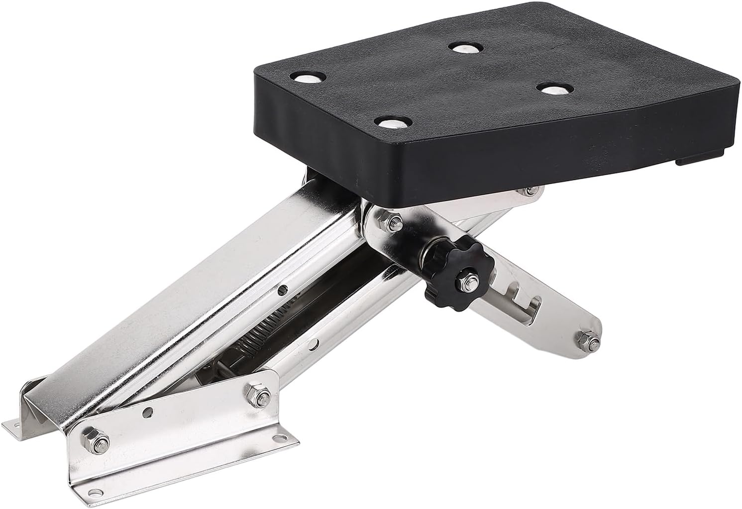 Outboard Motor Bracket 304 Stainless Steel Heavy Duty Boat Motor Stand with Spring Assisted Action for 2 Stroke Outboard Engines 110lbs Load Bearing Black Silver 8 Inch Width