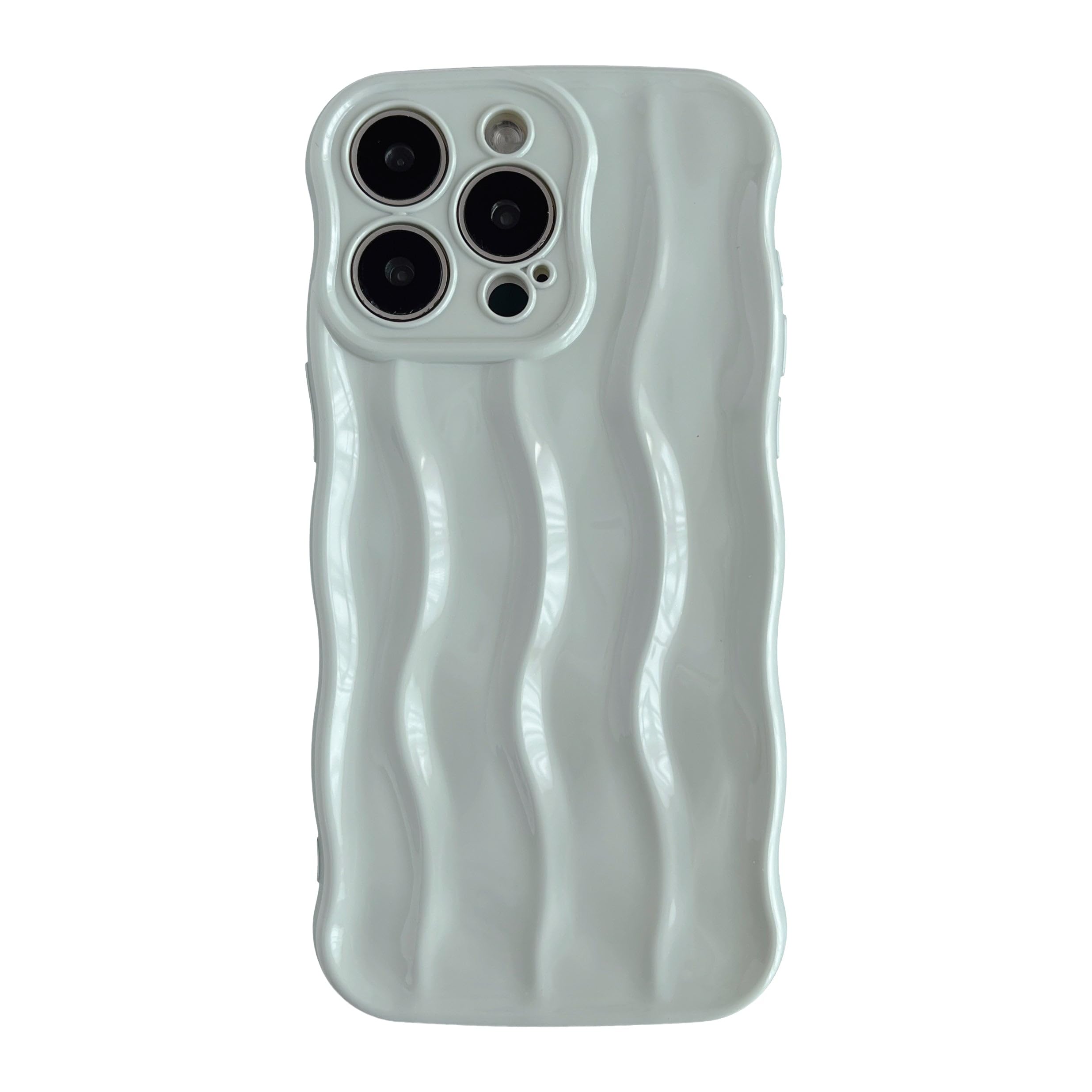 Caseative for iPhone 16 Pro Max Case,Water Ripple Pattern Curly Wave Frame Soft Phone Case (Grey)