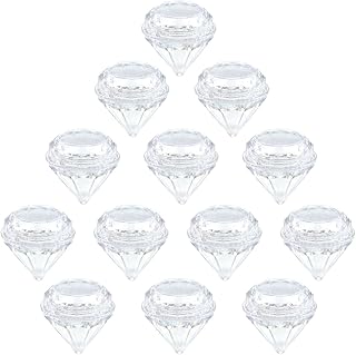 Ewanda store 100Pcs 5Gram Empty Diamond Shape Plastic Clear Cosmetic Refillable Pot Jars Bottles Make up Cosmetic Containers with Lids for Eye Shadow Lip Balm Face Creams Lotion Nail Powder