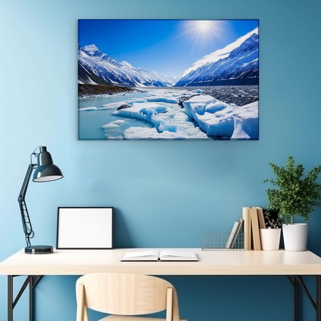 Canvas for Living room. Icy Majesty: A Radiant Winter Wonderland Unveiled, 27 x 18 inch Canvas Wall Art - Contemporary Masterpieces - Modern Home Decor