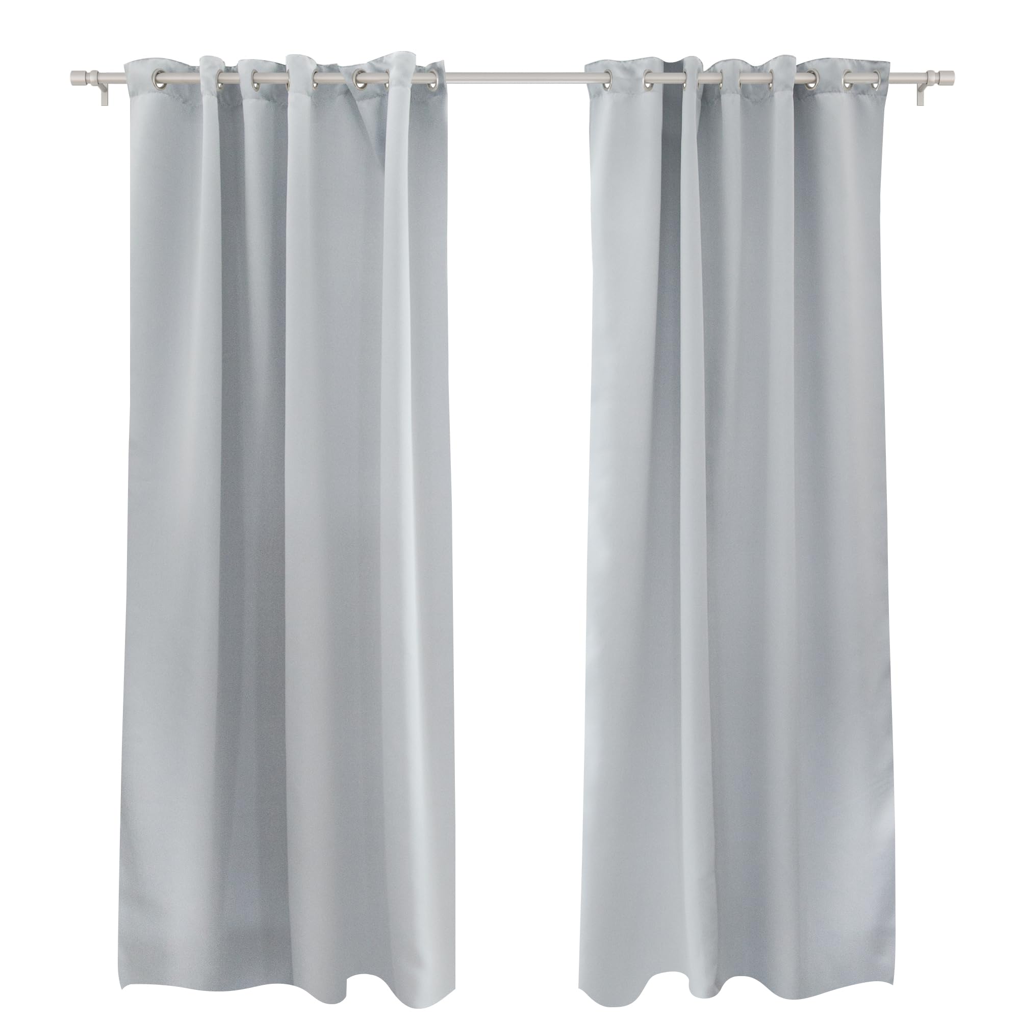 Victoria M. Aurora Verdunkelungsvorhang Blickdicht, Thermovorhang, Ösenvorhang, Schallschutz Vorhang 140 x 245cm, Silber-Weiss, 2er Pack