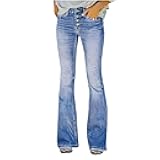 Bell Bottom Jeans for Women Vintage Stretchy Bootcut Wide Leg Low Rise Jean Distressed Wash Flare Ankle Denim Pants