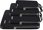 BAGAIL 4 Set Compression Packing Cubes Travel Expandable Packing Organizers(Black,4 Set）