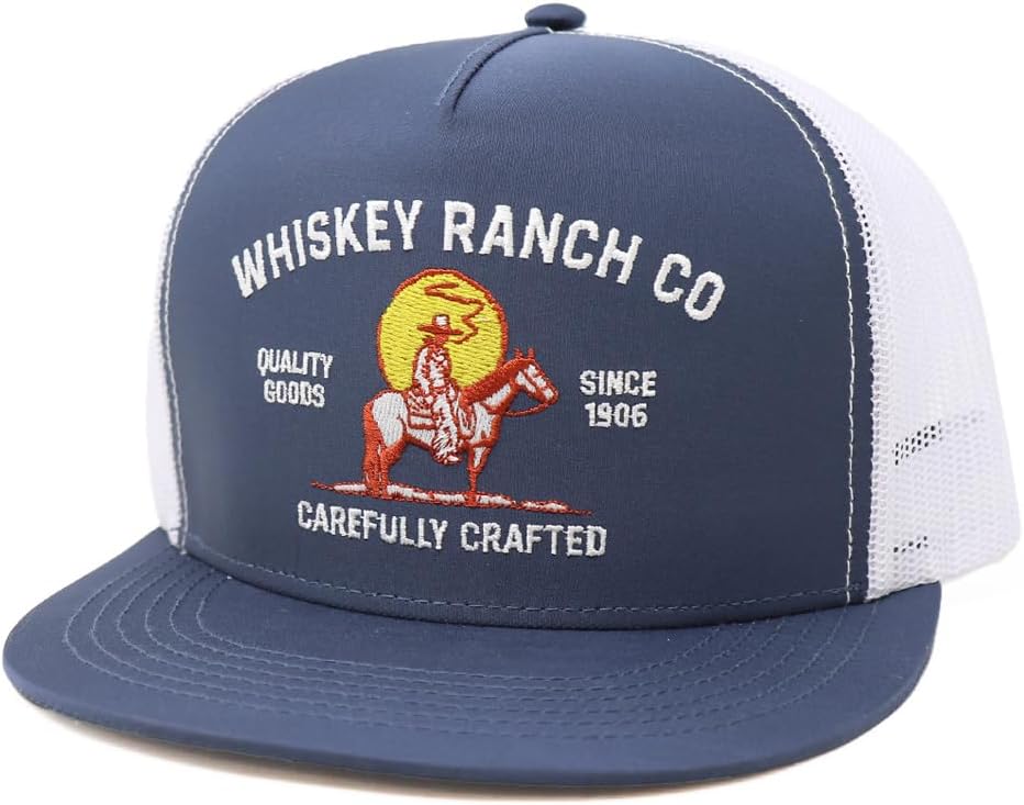 WHISKEY BENT HAT CO. The Murchison Adjustable Snapback Hat Navy/White